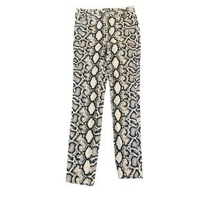 ZARA Trafaluc Snake Print Skinny Pants Green Python Denim US 6 / EUR 38